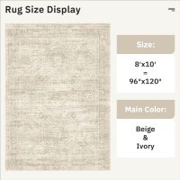Washable Area Rug 8x10, Large Soft Rugs for Living Room Vintage Beige Carpet 8x10 Area Rugs for Bedroom Dining Room Non-Slip Stain Resistant Under Table Rug - Image 3