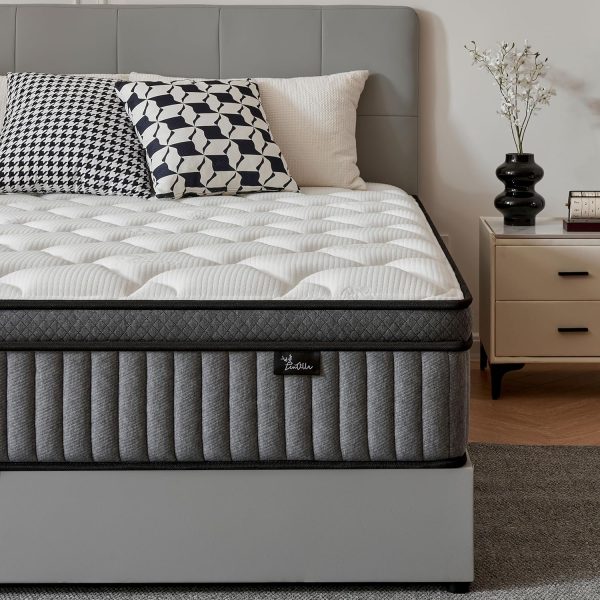 12 Inch Queen Mattress in a Box, Hybrid Cooling Gel Memory Foam & Pocketed Coils, Medium Firm, CertiPUR-US Certified, Pressure Relief, Motion Isolation
