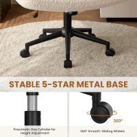 Yaheetech Wide Criss Cross Legged Office Desk Chair with No Wheels, Vanity Comfy Swivel Computer Chairs for Home Office Reading Makeup, Ivory - Image 7