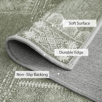 NICETOWN Washable 5x8 Green Area Rugs for Living Room, Ultra-Thin 5x8 Washable Christmas Rugs for Bedroom, Non-Slip Soft Large Bedroom Carpet Non Shedding for Dining Room Office, Sage Green - Image 3