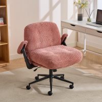 Criss Cross Chair with Flip-Up Armrests Wider & Thickened, Cross Legged Office Chair on Wheels Comfortable Adjustable Swivel, Ergonomic Desk Chair for Home Office, Vanity, Accent, Pink - Image 9