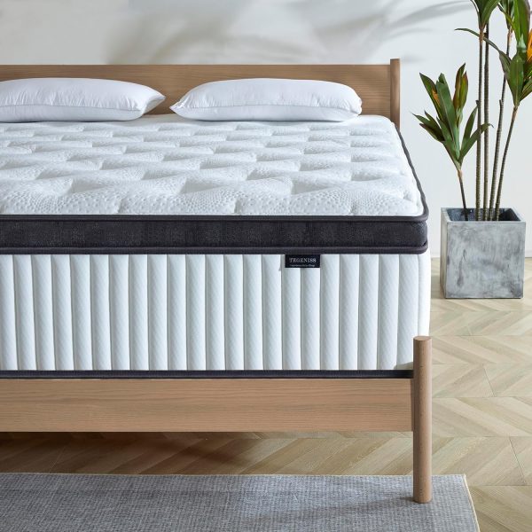 King Mattress, 14 Inch Innerspring Hybrid Mattress in a Box with Gel Memory Foam, Individually Wrapped Encased Coil Pocket Spring Mattresses, Pressure Relief, Medium Firm Support,76"*80"*14"
