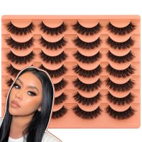 Short Lashes Natural Look False Eyelashes Thick Volume Faux Mink Lashes Pack Wispy Strip Fake Eyelashes Cat Eye Lashes that Look Like Extensions 14 Pairs - Image 7
