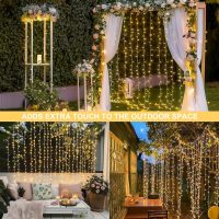 JMEXSUSS 300 LED Remote Control Curtain Lights, Plug in Fairy Curtain Lights Outdoor, Window Wall Hanging String Lights for Bedroom Backdrop Wedding Party Indoor Christmas Patio Dorm Decor, Warm White - Image 9