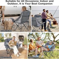 Oversized Camping Chair, Portable Folding Padded Camp Chairs with Side Pocket, Cup Holder, Heavy Duty Support 500LBS Outdoor Lounge Chair for Adults, Fishing, Sports, Trip, Grey - Image 7