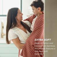 Bedsure Cooling Cotton Waffle King Size Blanket - Lightweight Breathable Blanket of Rayon Derived from Bamboo for Hot Sleepers, Luxury Throws for Bed, Couch and Sofa, Red Orange, 104x90 Inches - Image 4