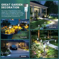 GIGALUMI Solar Lights Outdoor Waterproof, 12 Pack, Stainless Steel LED Solar Garden Lights for Patio, Lawn, Yard and Landscape, Cold White - Image 2