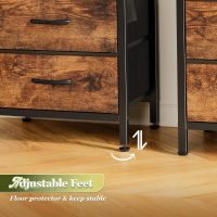 Huuger Night Stand Set of 2, Nightstand with 2 Drawers, Bed Side Table with Open Shelf, Wooden Top, End Table, Fabric Drawer, for Bedroom, Rustic Brown - Image 9