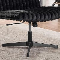 Roundhill Blynn Adjustable Swivel Criss Cross Chair, Wide Seat Office Chair Vanity Chair, Black - Image 9