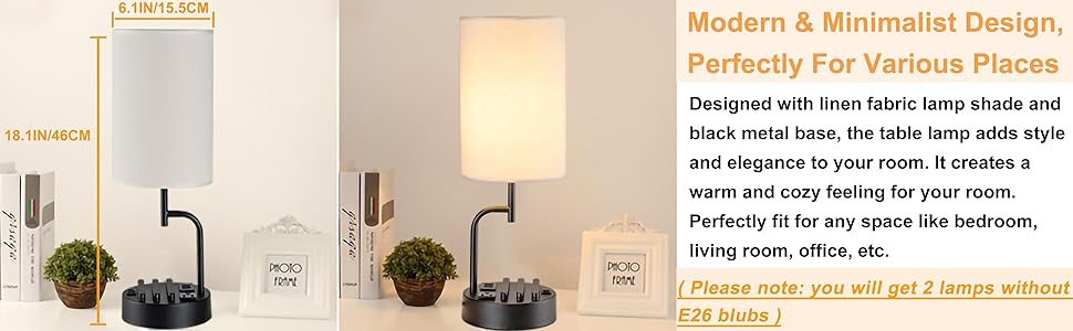 desk lamp table lamp bedside lamp nightstand lamp for bedroom usb ports