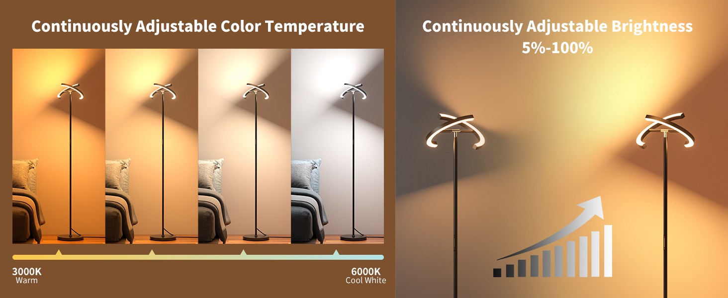 Tall Lamp with Continuously Adjustable Brightness and Color Temperature