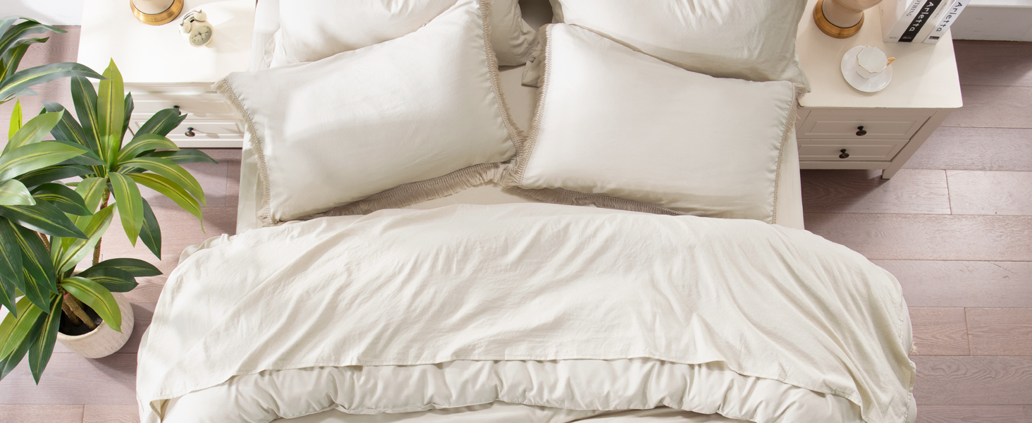 Tassel Beige comforter set 7 Pieces