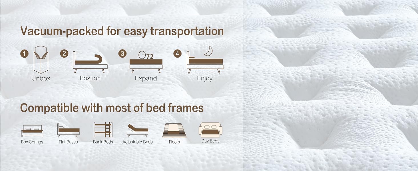 Vesgantti Mattress, 10 Inch Hybrid Mattress in a Box, Double Mattress with Memory Foam