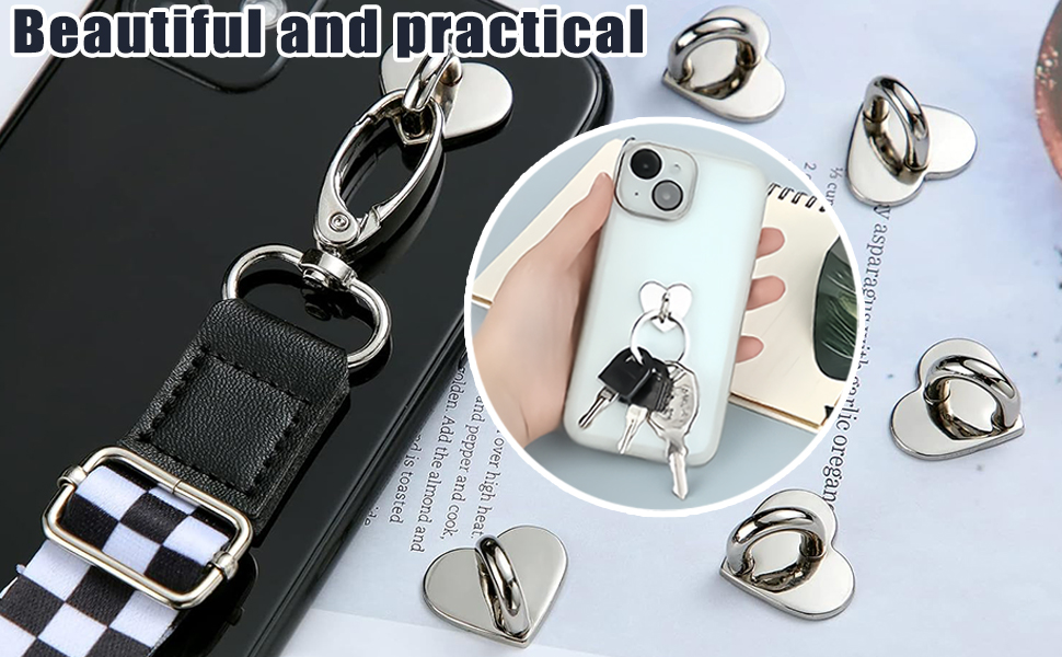 Adhesive Phone Finger Grip Loop Stand,Heart phone charm holder,phone charm hook,diy phone charm kit