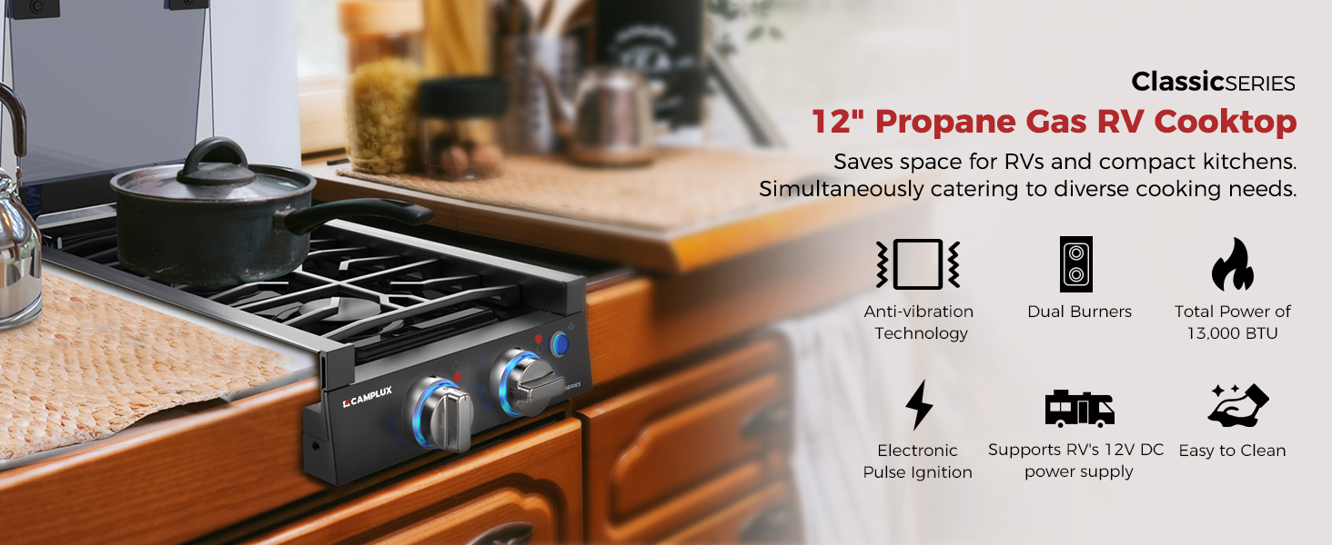 Propane Gas RV Cooktop