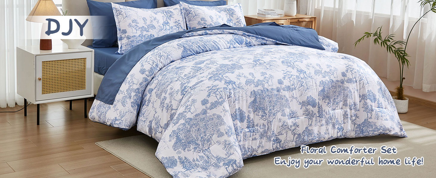 blue comforter set queen 7 piece bed in a bag Queen Size Botanical Comforters with sheets