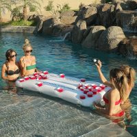 GoPong Pool Lounge Beer Pong Inflatable with Social Floating, White - Image 2
