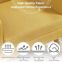 Yaheetech Mid-Century Accent Chairs, Modern Upholstered Living Room Chair, Cozy Armchair Button Tufted Back and Wood Legs for Bedroom/Office/Cafe, Yellow - Image 9