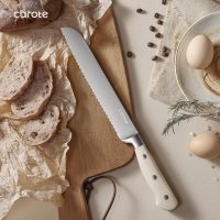 CAROTE 14 Pieces Knife Set with Block, Forged, High Carbon Stainless Steel Sharp Blade Block Knife Set, Dishwasher Safe Cutlery, Cream - Image 8