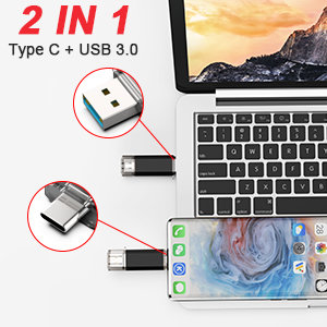 USB Type-C and Type-A 2 in 1 design