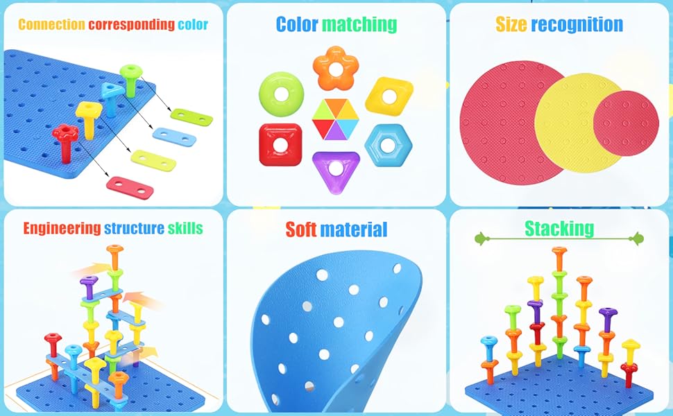 peg board stacking toys cleaning set for toddlers 1-3 montessori arithmetic math toy set lacing toy