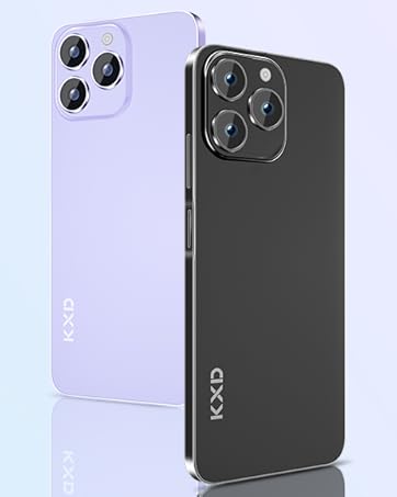 Two smartphones with triple-lens camera systems. One in light purple, the other in black. Both feature prominent camera modules.