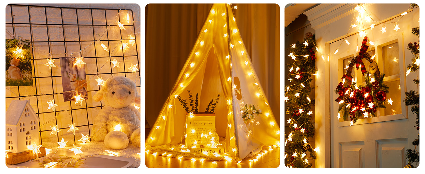 Battery Star String Lights Warm White