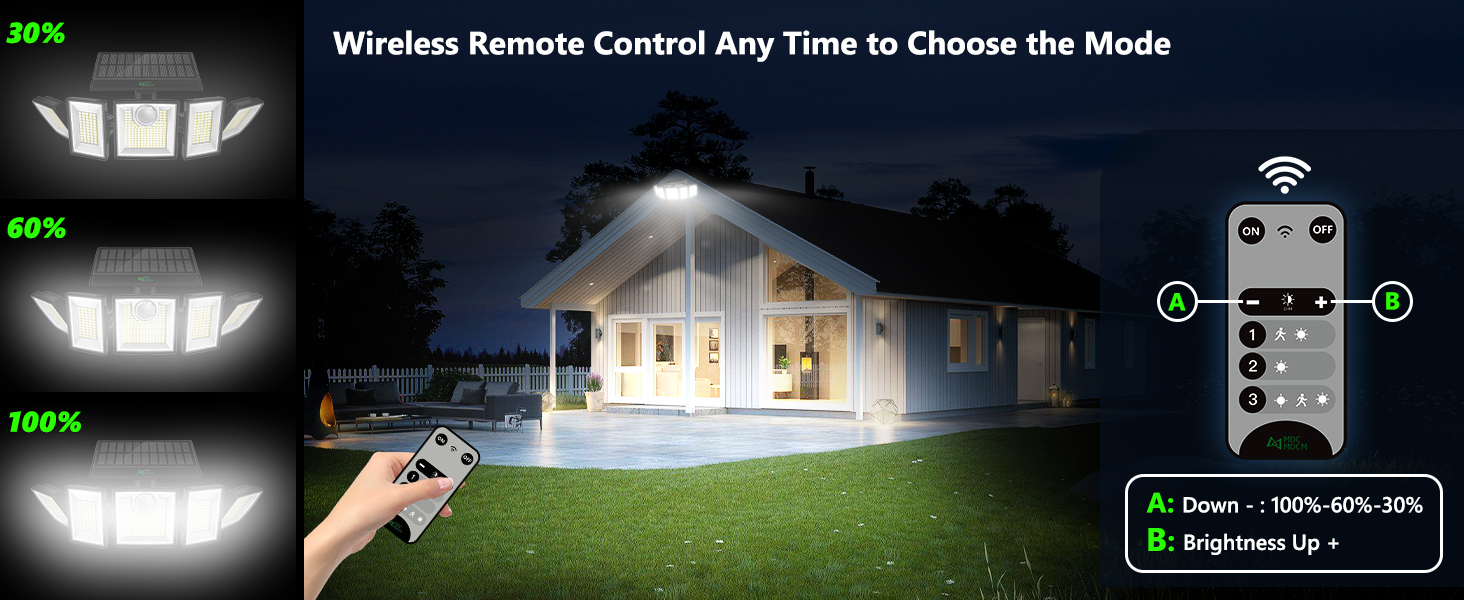 MDCMDCM Solar Flood Lights Outdoor Waterproof Motion Sensor – Solar Security Lights with Remote