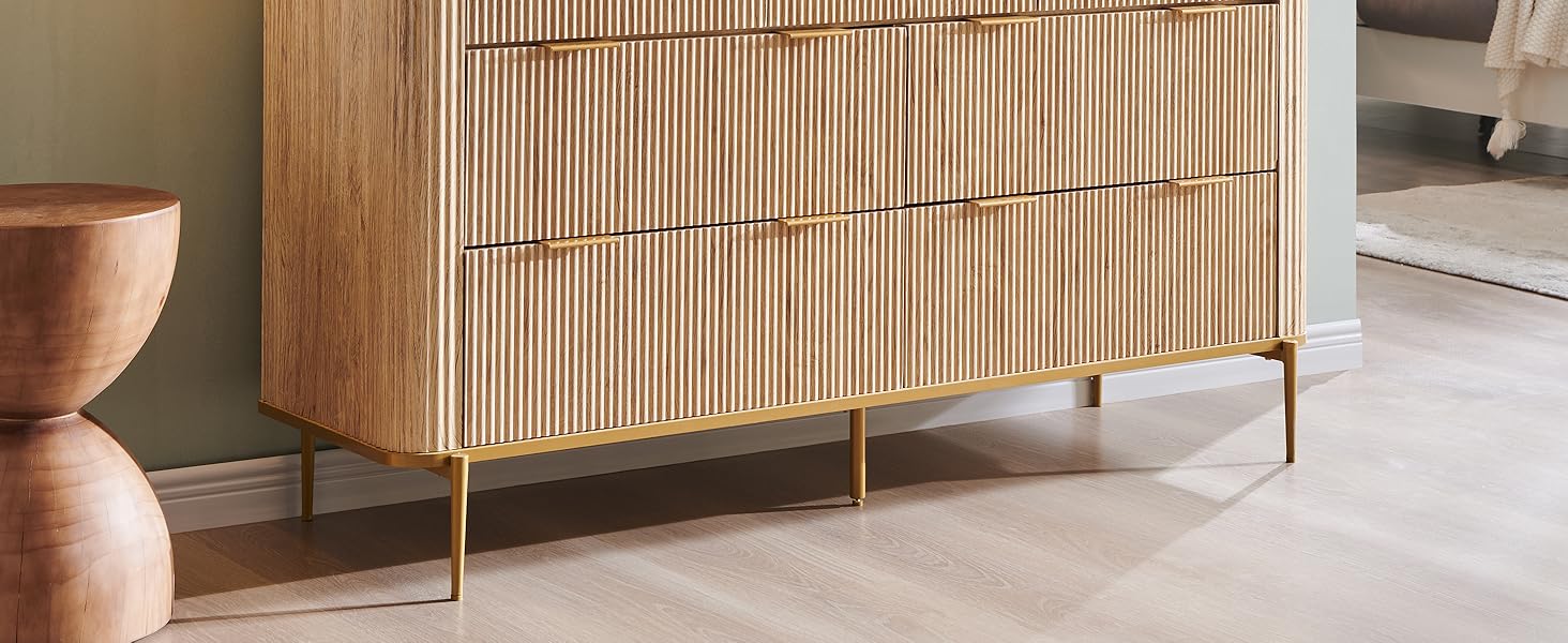 T4TREAM Fluted 7 Drawers Dresser for Bedroom, 54&#34; Wide Modern Dresser TV Stand