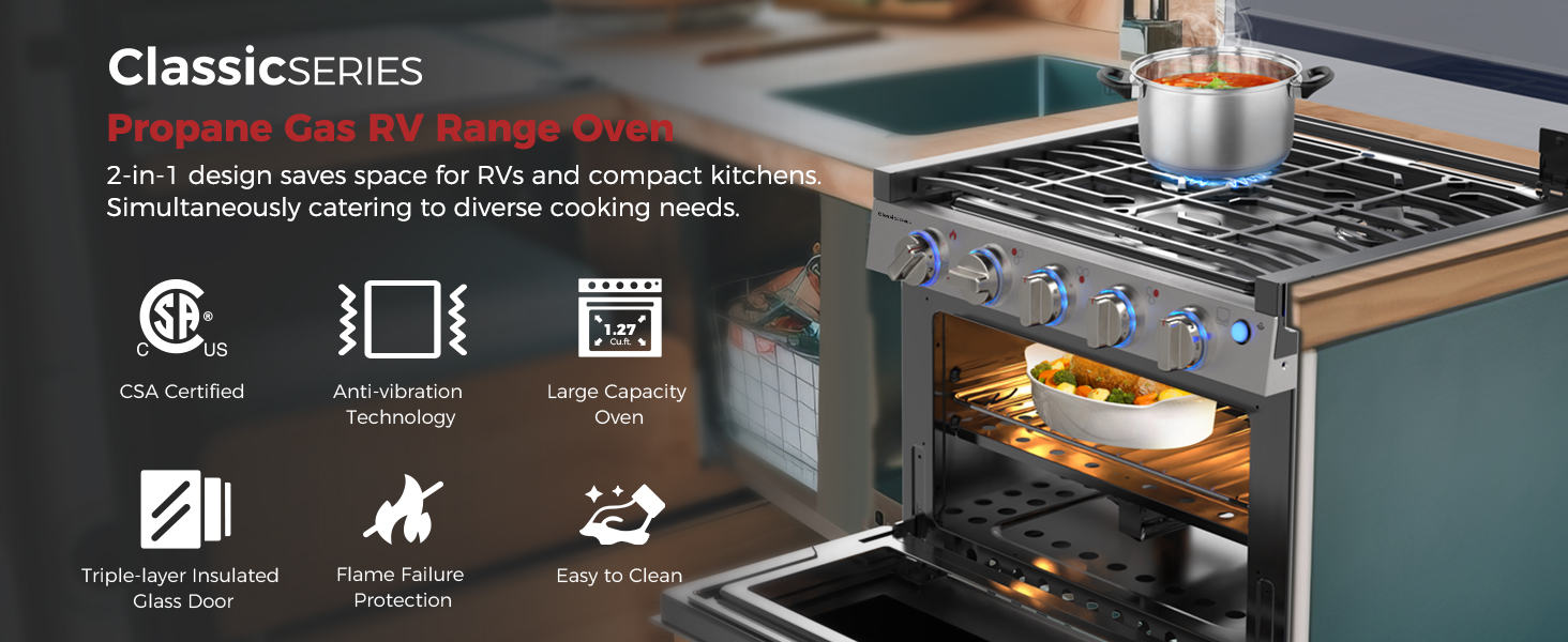 Propane Gas RV Range Oven