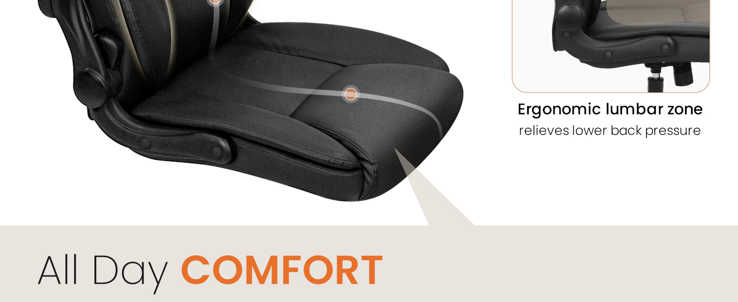 Adjustable height lumbar, comfort chair