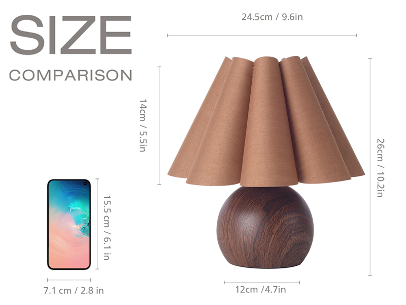 Cute Small Table Lamp, Modern Bedside Nightstand Lamp with Coffee Lampshade