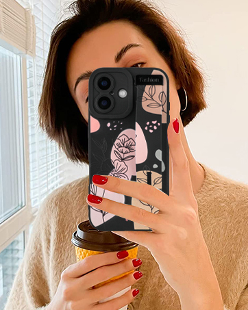 silicone loopy case with wrist strap for iPhone, cute floral phone case for girls women