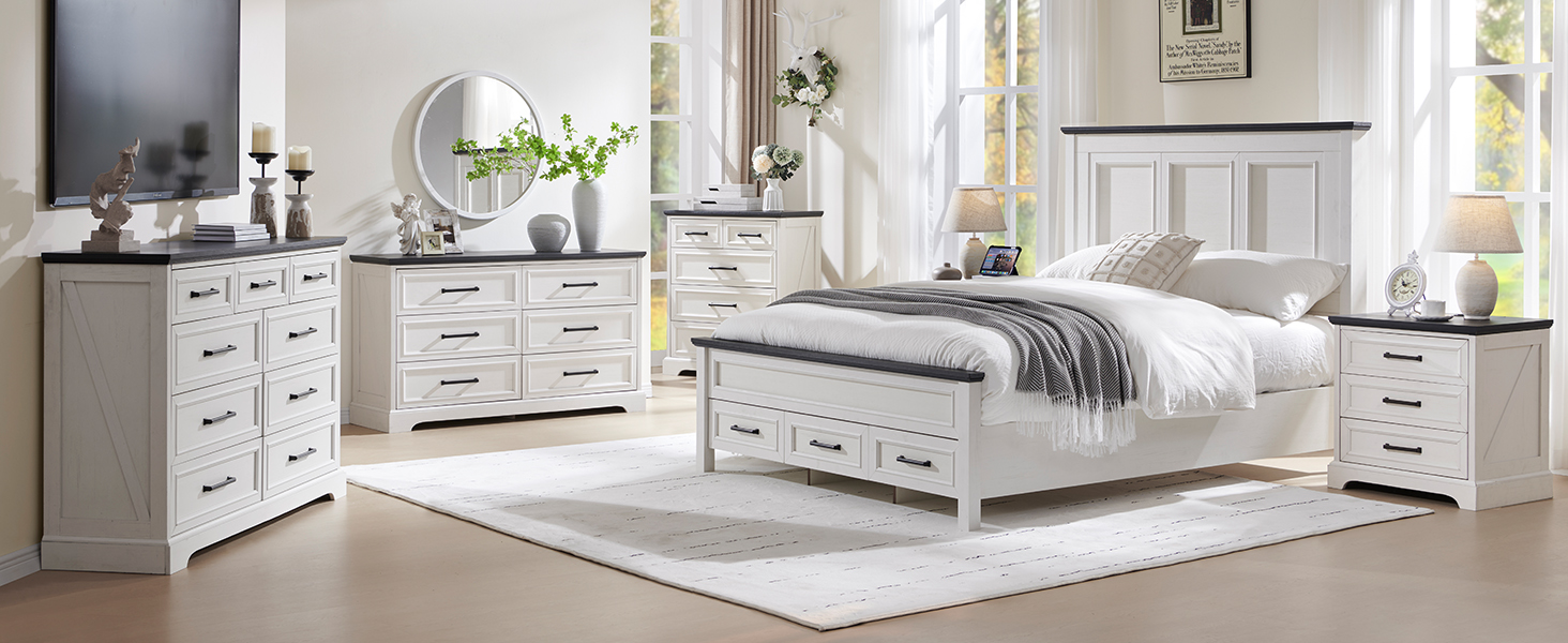 ACCOHOHO Farmhouse Bedroom Furniture Set