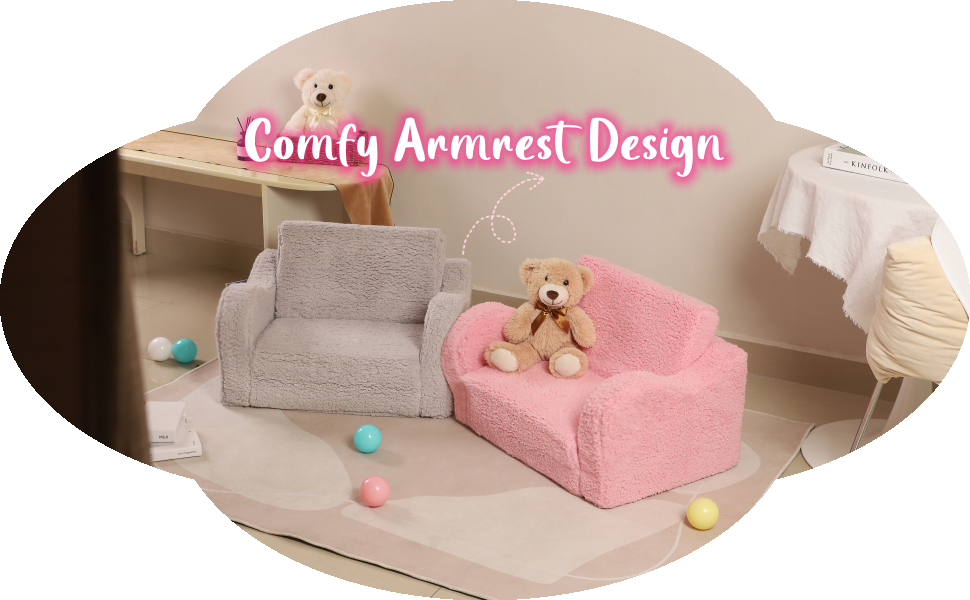 kids couch toddler chair Sherpa fold out kids sofa  