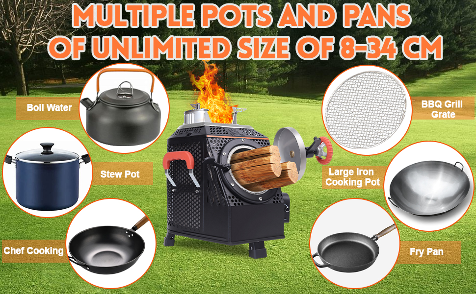 Universal Cookware-Compatible Design can fit multiple pots and pans from size 8-34cm
