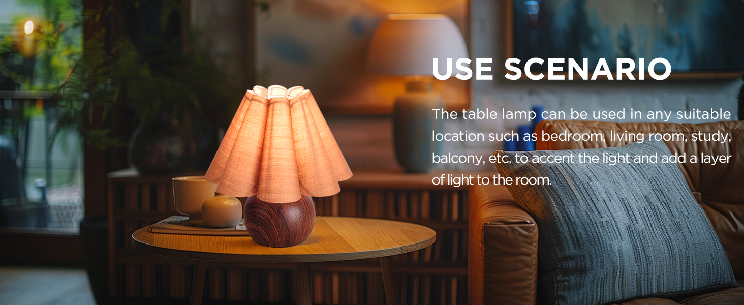 Cute Small Table Lamp, Modern Bedside Nightstand Lamp with Coffee Lampshade