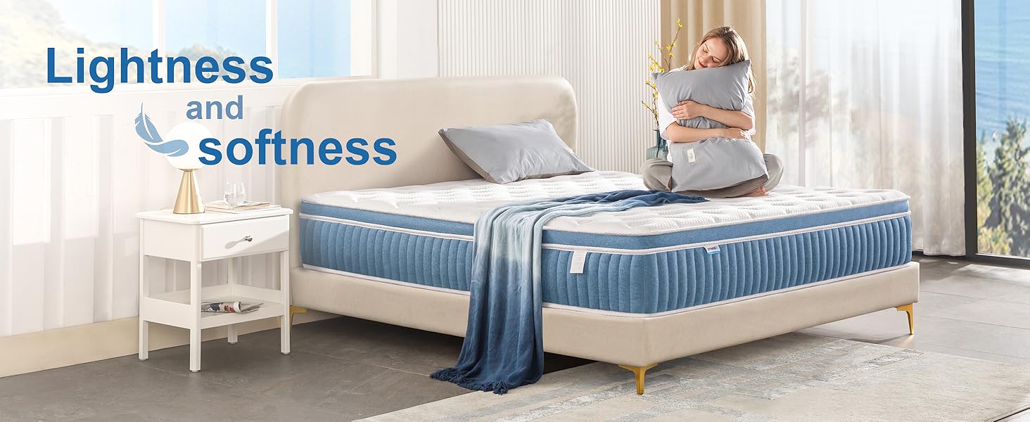 Rimensy Hybrid Mattress in a Box,Gel Memory Foam Mattress,Wrapped Pocket Coils Innerspring Mattress