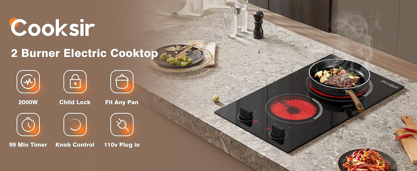 2 burner electric cooktop