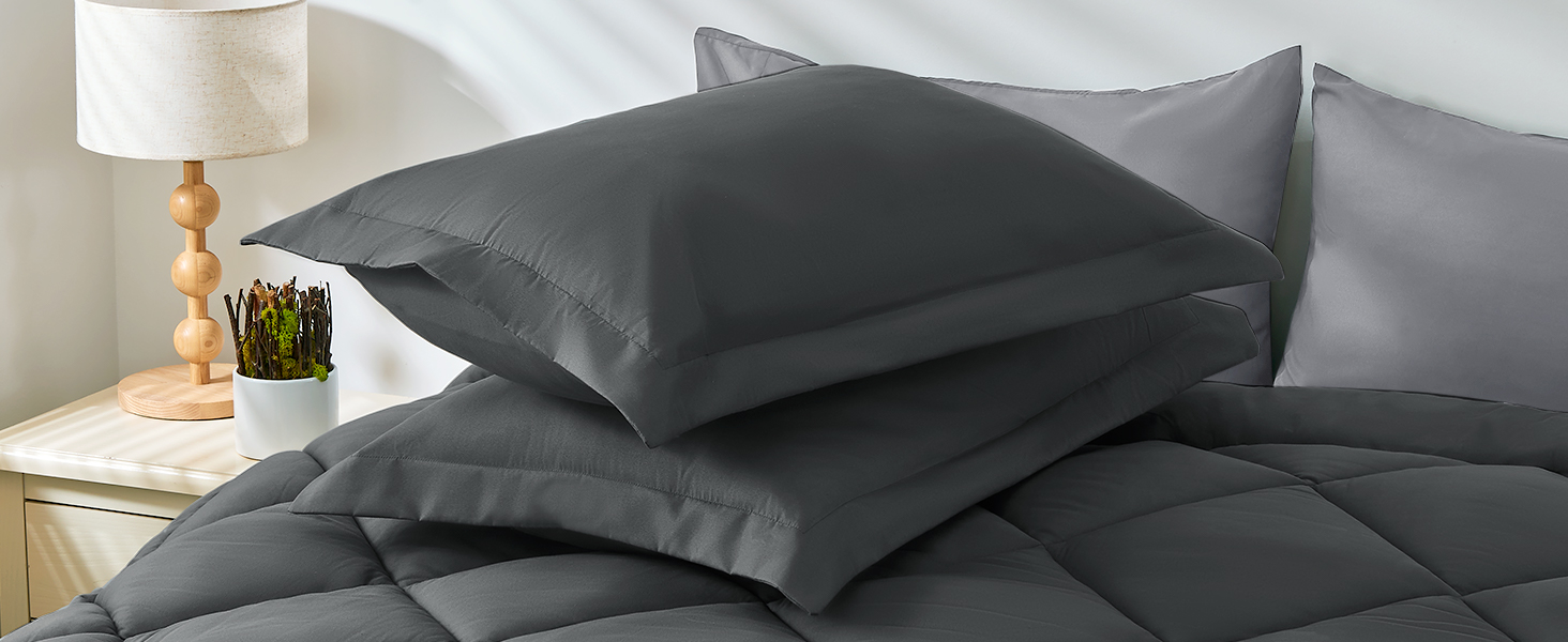 HEVUMYI Comforter Set 7 Pieces, All Season Reversible Bed in a Bag Queen