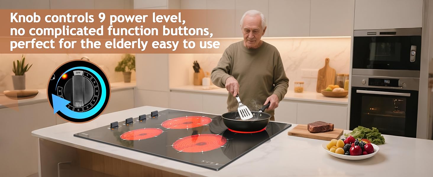 knob control electric cooktop