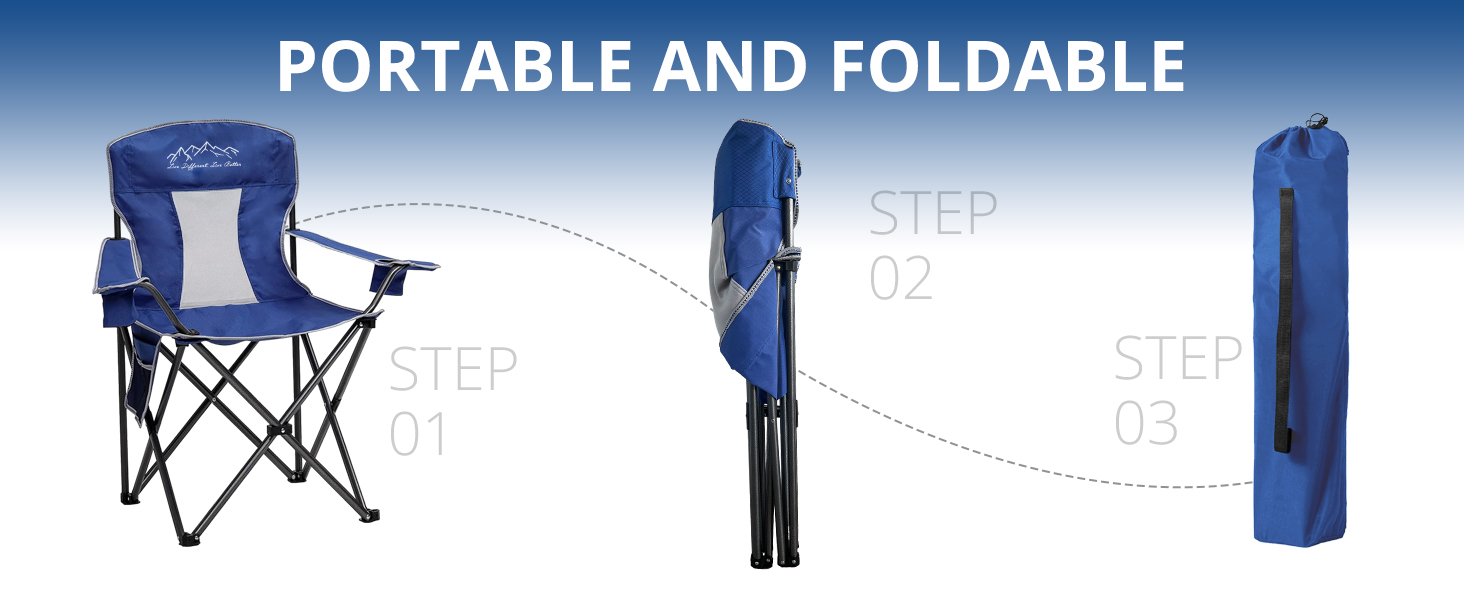foldable mesh camping chair blue