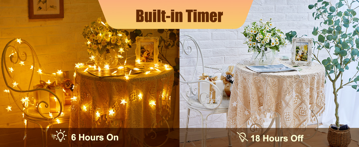 Battery Star String Lights Warm White