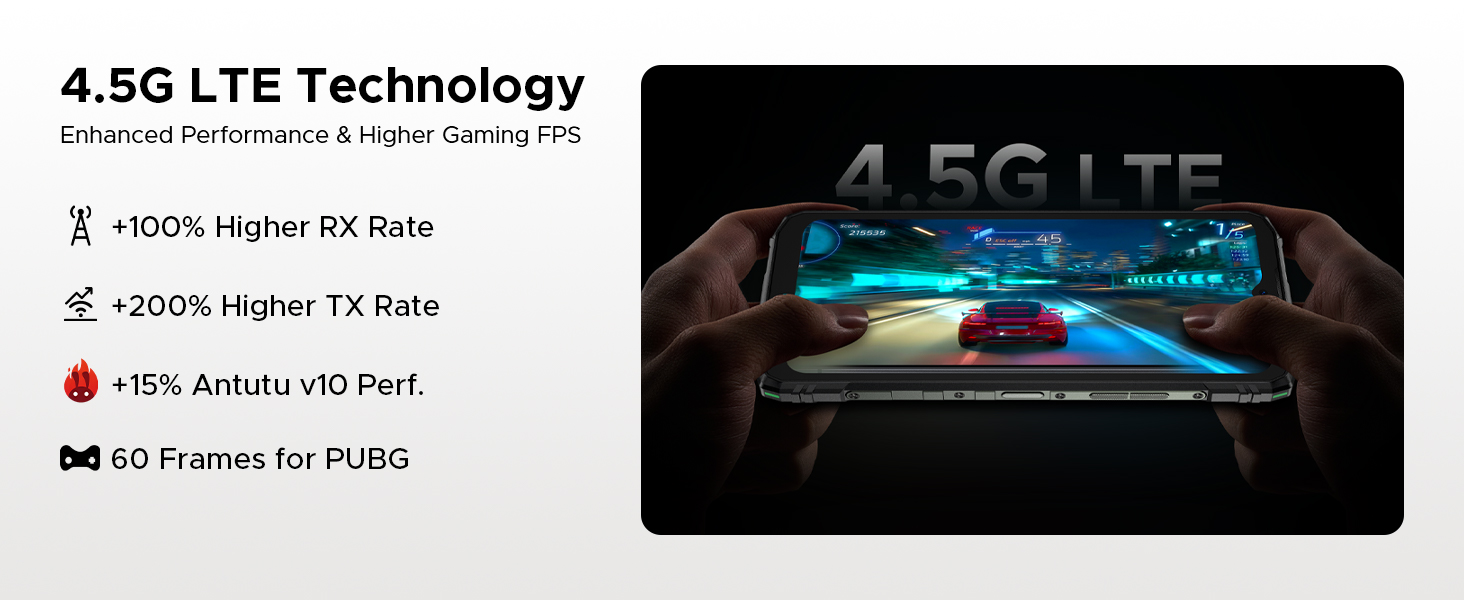 DOOGEE Blade10 Energy Android 15 Rugged Phone 4.5G,10.7mm Ultra-Thin,24GB+128GB/TF 2TB Octa Core