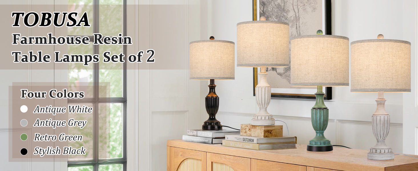 resin table lamps set of 2 