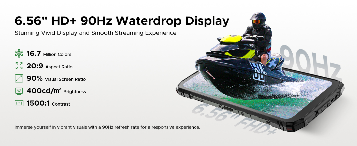 DOOGEE Blade10 Energy Android 15 Rugged Phone 4.5G,10.7mm Ultra-Thin,24GB+128GB/TF 2TB Octa Core