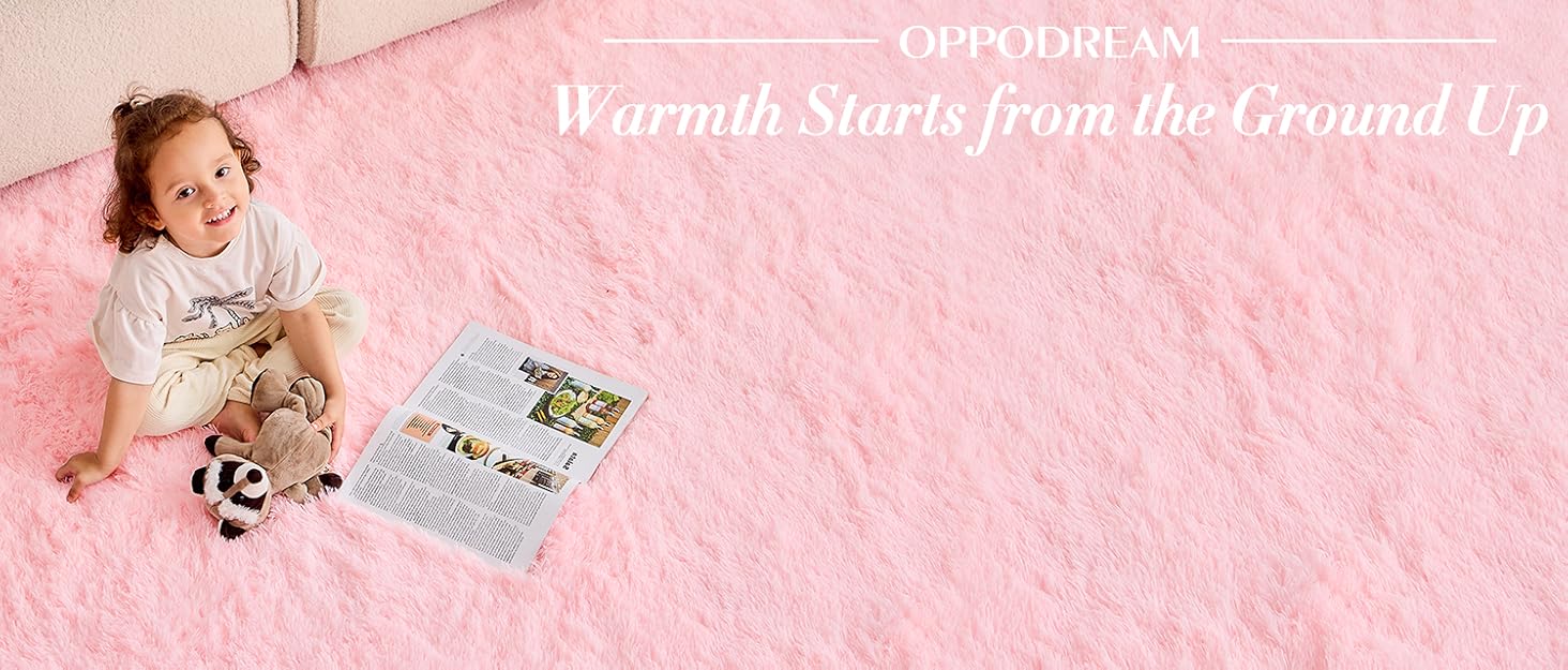 OPPODREAM Fluffy Area Rugs for Girls and Boys, Shaggy Rug for Bedroom, Fuzzy Carpet for Living Room