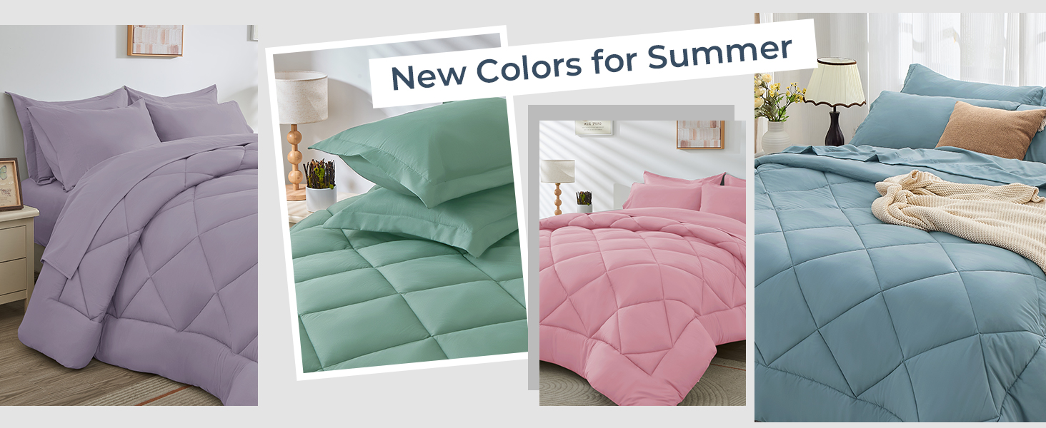 HEVUMYI Comforter Set 7 Pieces, All Season Reversible Bed in a Bag Queen