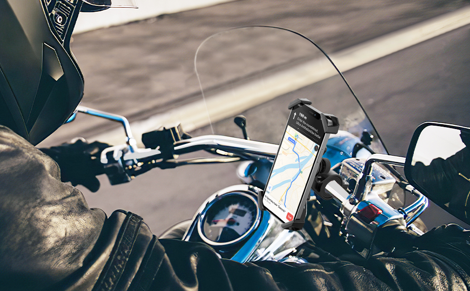 visnfa New Bike Phone Mount with Stainless Steel Clamp Arms Anti Shake and Stable 360° Rotation 