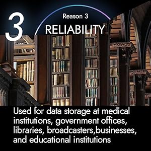 Used for data storage in medical, government, library, broadcast, business, and educational sectors